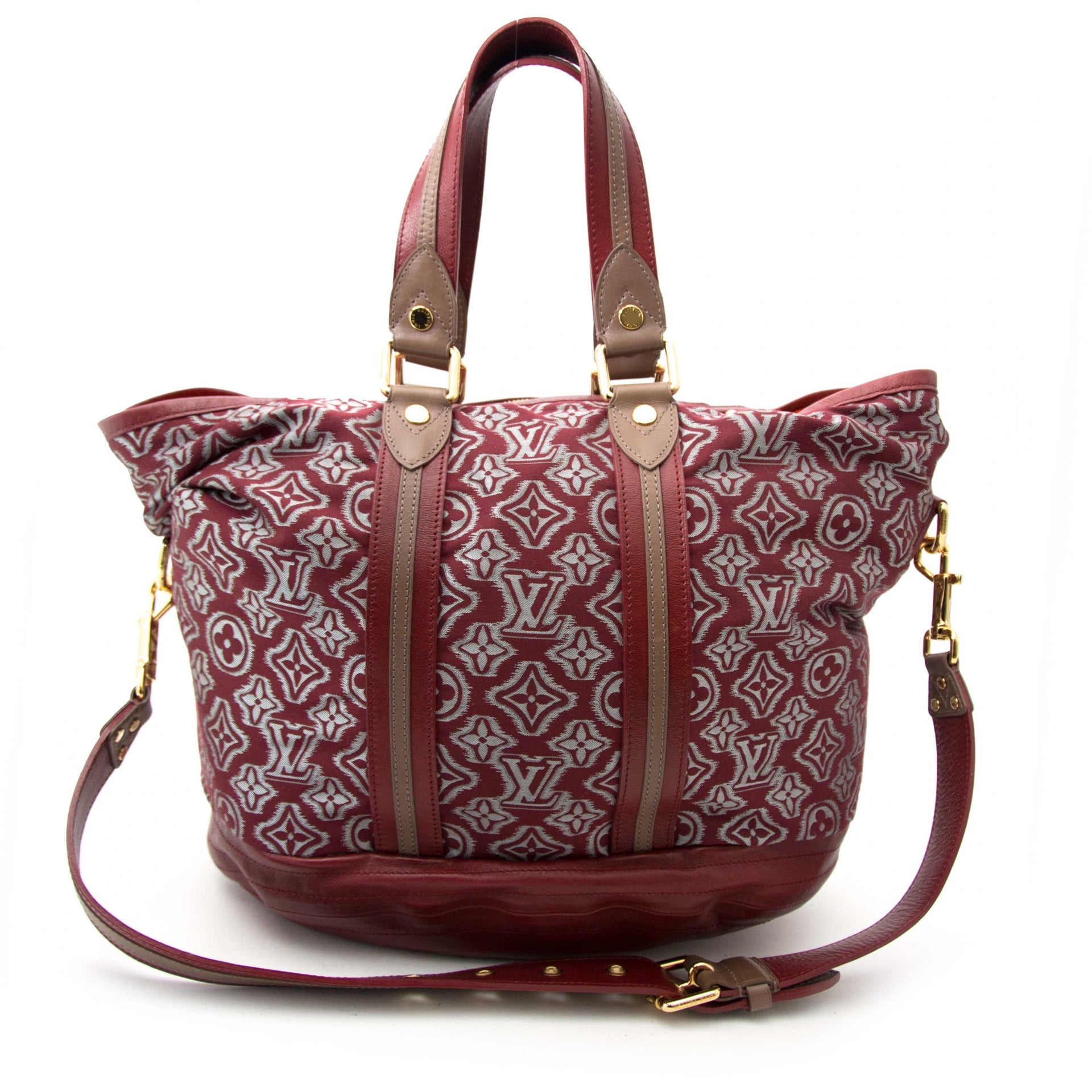 Te koop in Antwerpen: Louis Vuitton Limited Edition Bordeaux Jacquard Monogram Fabric Aviator Bag
