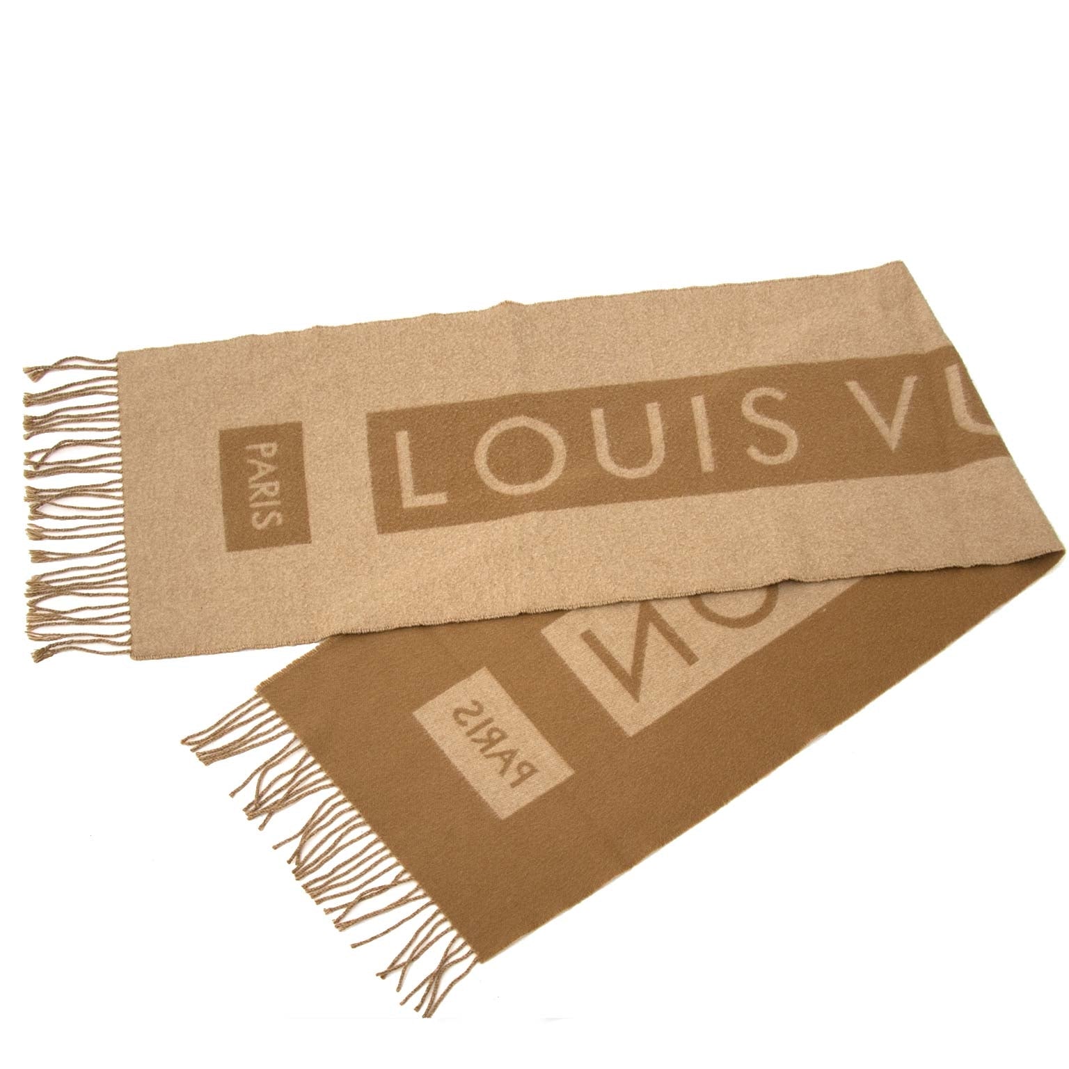 koop Louis Vuitton Light Brown Cashmere Scarf bij labellov