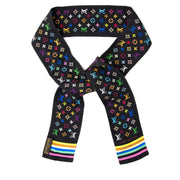 Louis Vuitton Black Monogram Multicolor Silk Scarf for sale online at Labellov