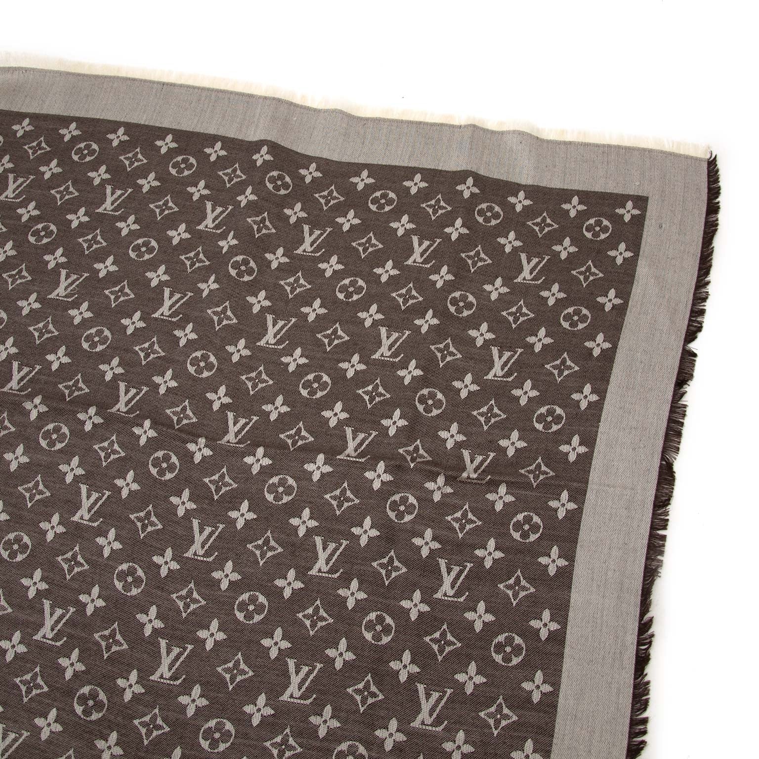 buy Louis Vuitton Brown Silk Monogram Scarf at labellov for the best price