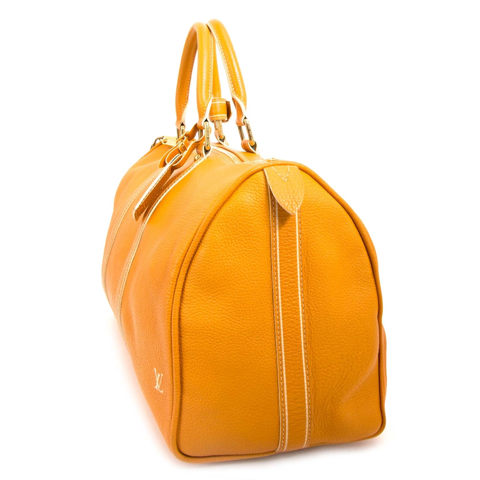 koop veilig online jou tweedehands Louis Vuitton Keepall Tobago Yellow Runway Travel Bag
