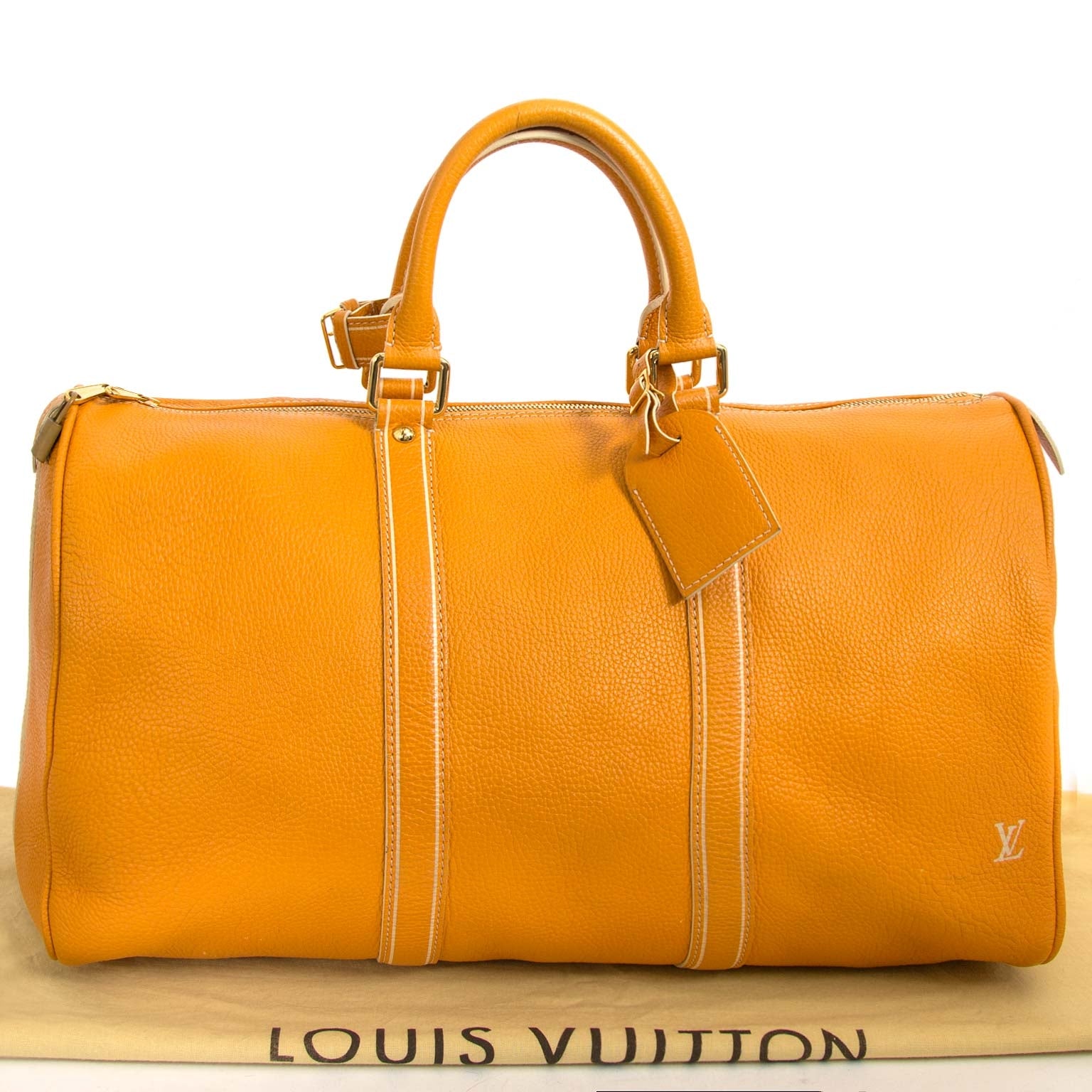 acheter en ligne seconde main Louis Vuitton Keepall Tobago Yellow Runway Travel Bag
