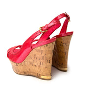 *Never Used* Louis Vuitton Pantheon Vernis Leather Rouge Grenadine Sandals - size 37