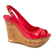 koop online tegen de beste prijs *Never Used* Louis Vuitton Pantheon Vernis Leather Rouge Grenadine Sandals - size 37