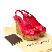 koop online tegen de beste prijs *Never Used* Louis Vuitton Pantheon Vernis Leather Rouge Grenadine Sandals - size 37