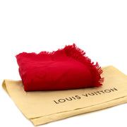 louis vuitton red monogram silk & wool scarf now for sale at labellov vintage fashion webshop belgium