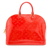 Looking for a secondhand luxe designer handbag? Louis Vuitton Alma MM Vernis Grenadine