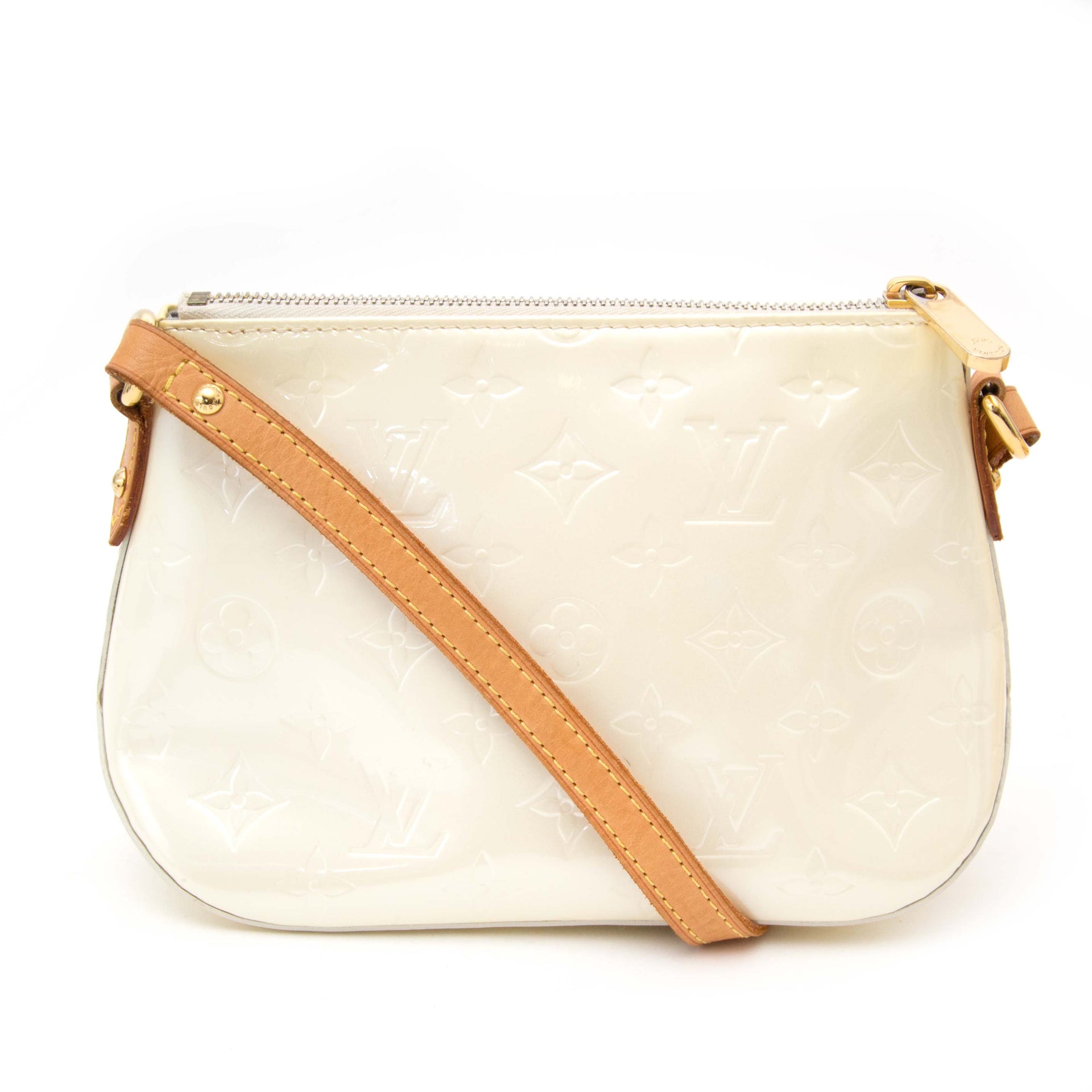 koop veilig online aan de beste prijs Louis Vuitton Perle Monogram Vernis Minna Street Crossbody Shoulder Bag