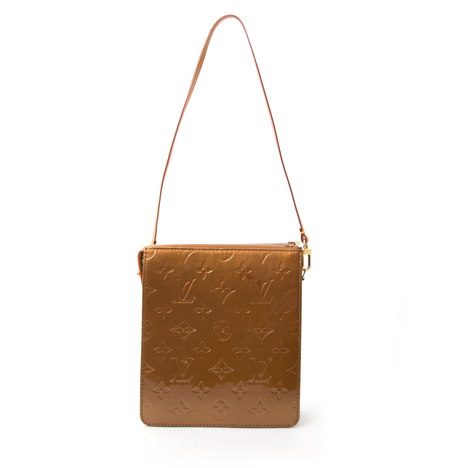 Louis Vuitton Brons keurige verniste tas nu te koop bij labellov.com tegen de beste prijs