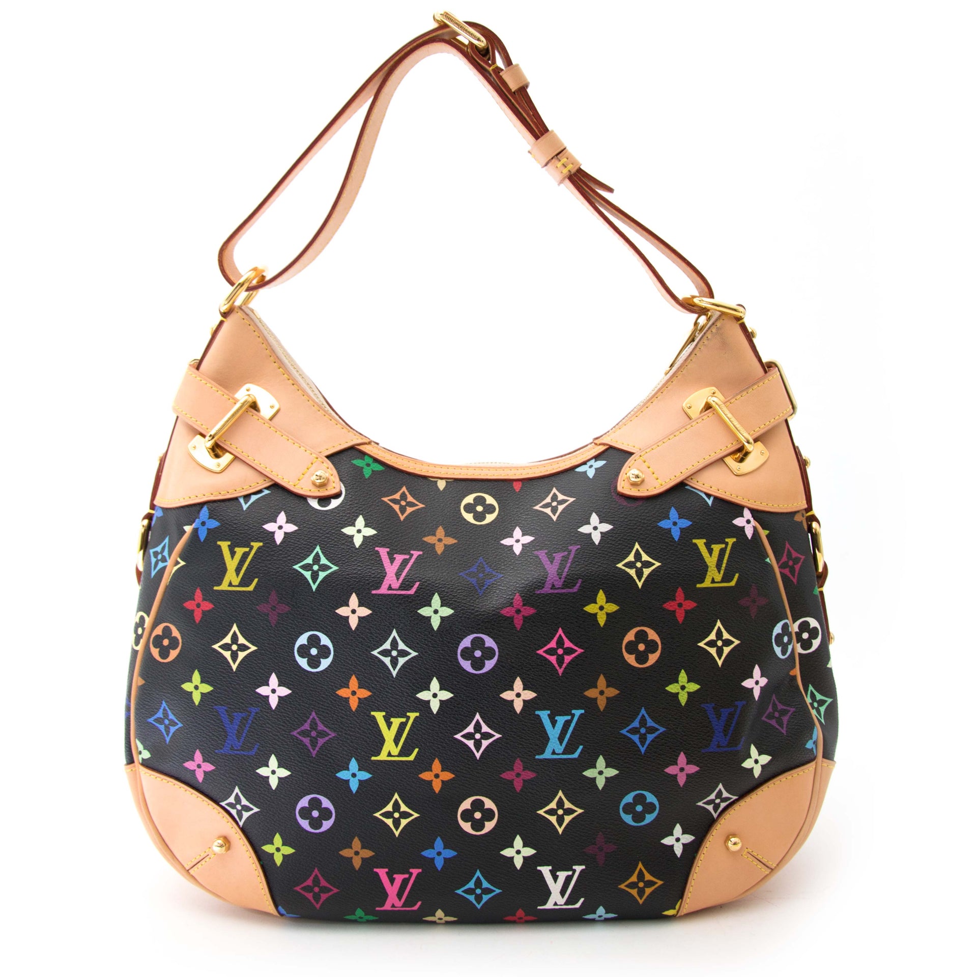 koop veilig online jouw tweedehands Louis Vuitton Multicolor Greta Black Shoulder Bag