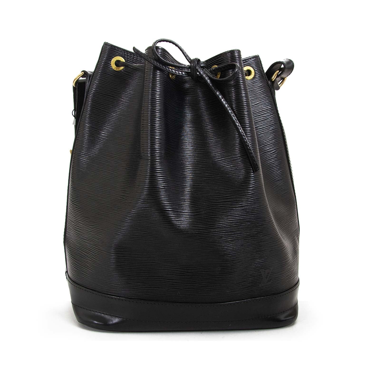 louis vuitton black epi leather noe bag now for sale at labellov vintage fashion webshop belgium