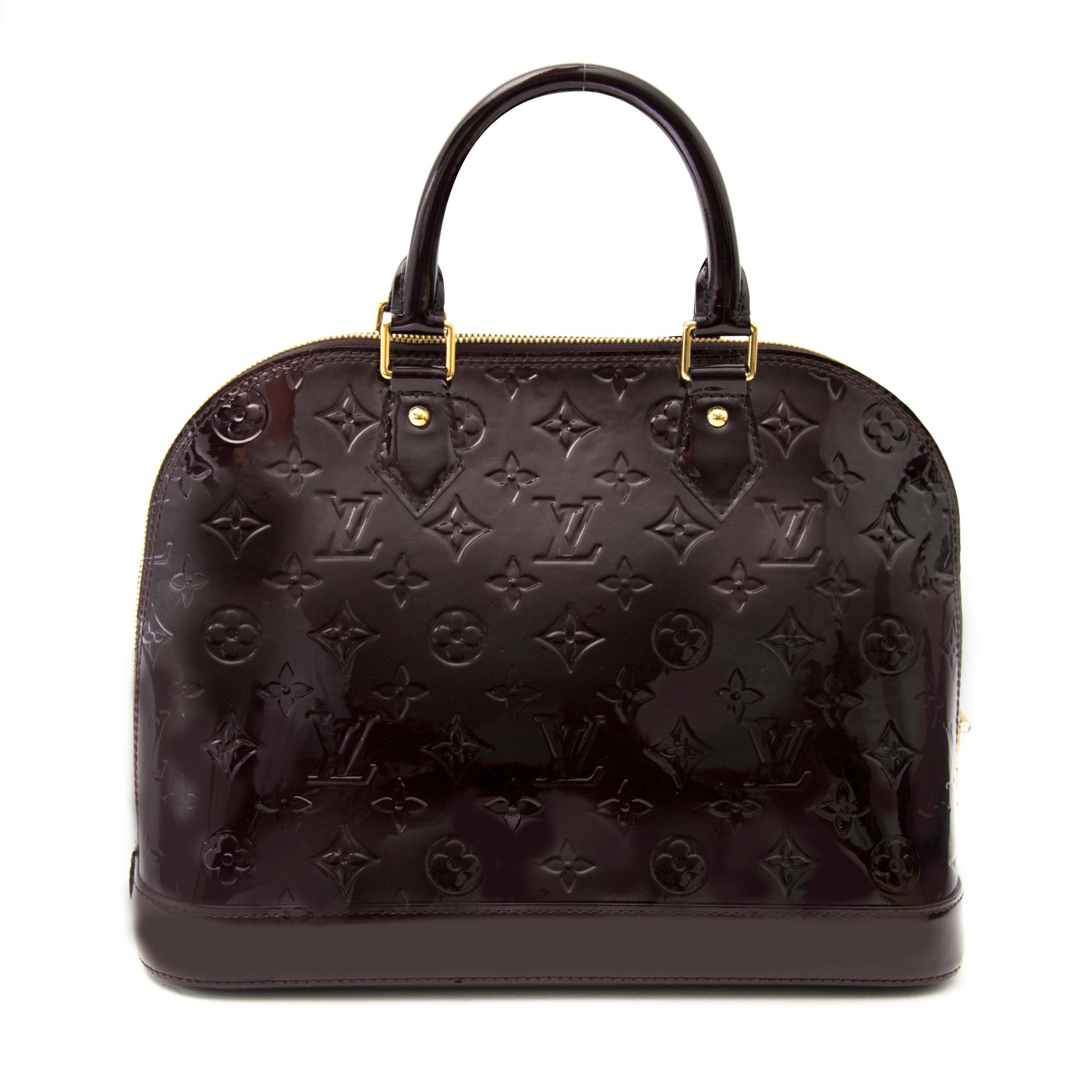 Acheter secur en ligne le sac Louis Vuitton Alma PM Cuir Monogram Vernis Amarante pour le meilleur prix