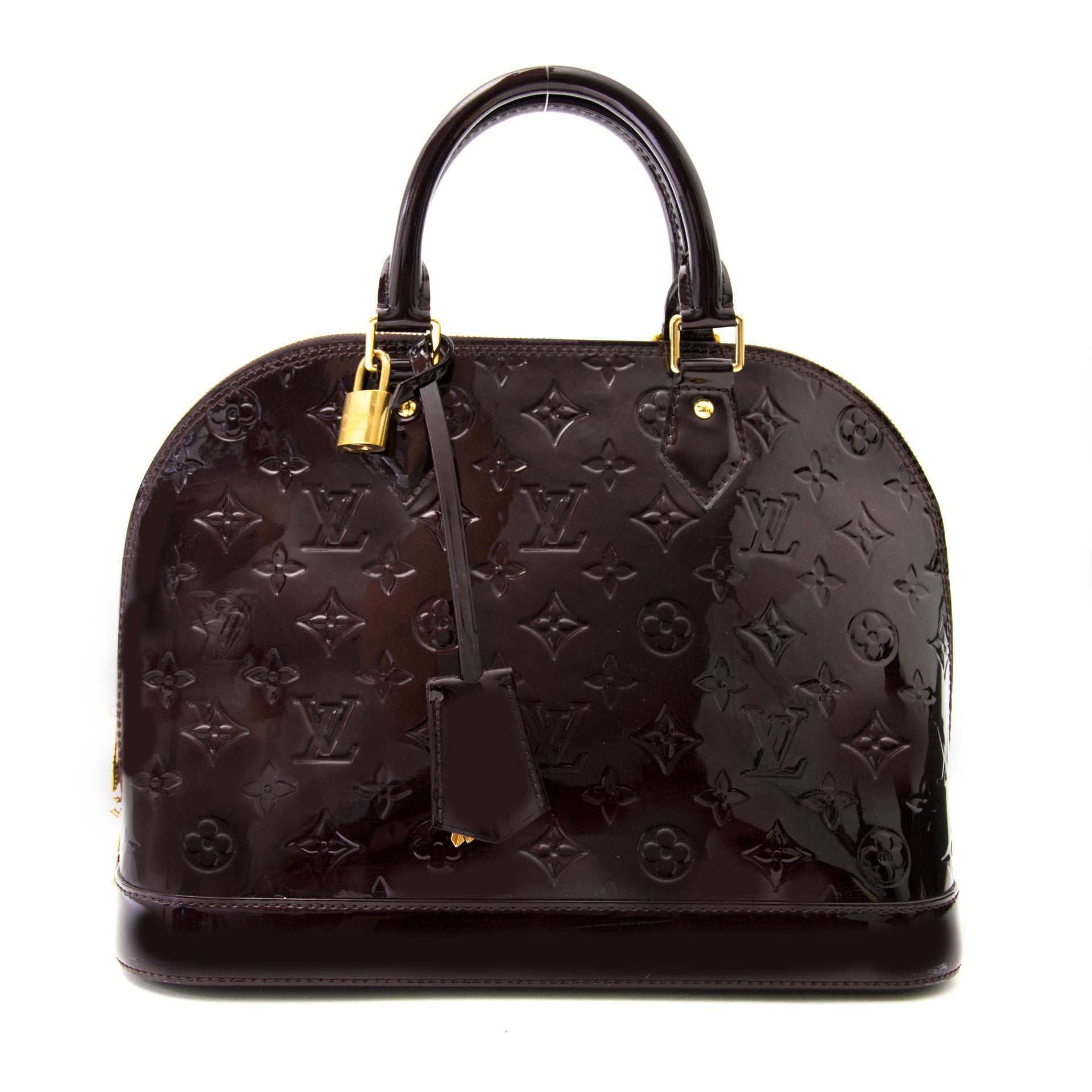 Louis Vuitton Alma PM Cuir Monogram Vernis Amarante kopen en verkopen aan de beste prijs