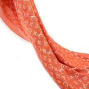 acheter en ligne pour le meilleur prix Louis Vuitton monogram shawl echarpes denim red Chili wool silk