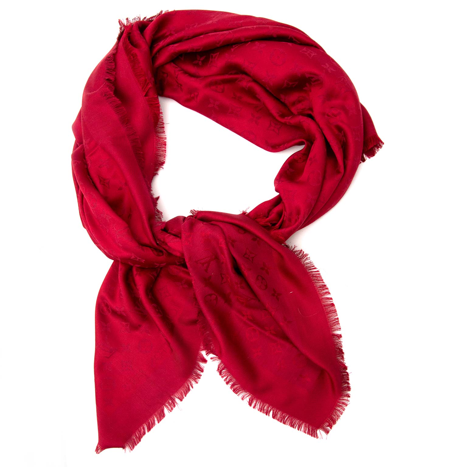 koop veilig online aan de beste prijs Louis Vuitton Monogram Shawl Pomme D 'Amour Wool Silk