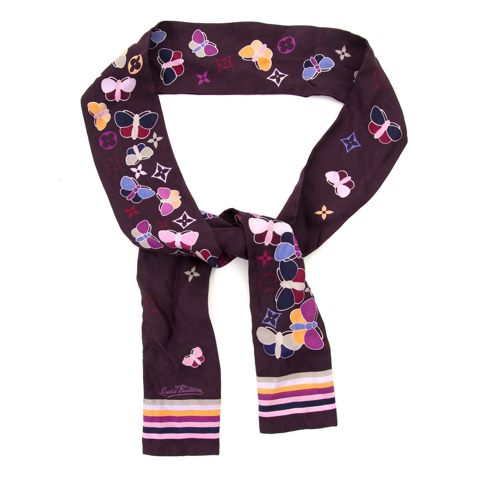 louis vuitton silk purple twilly now for sale at labellov vintage fashion webshop belgium