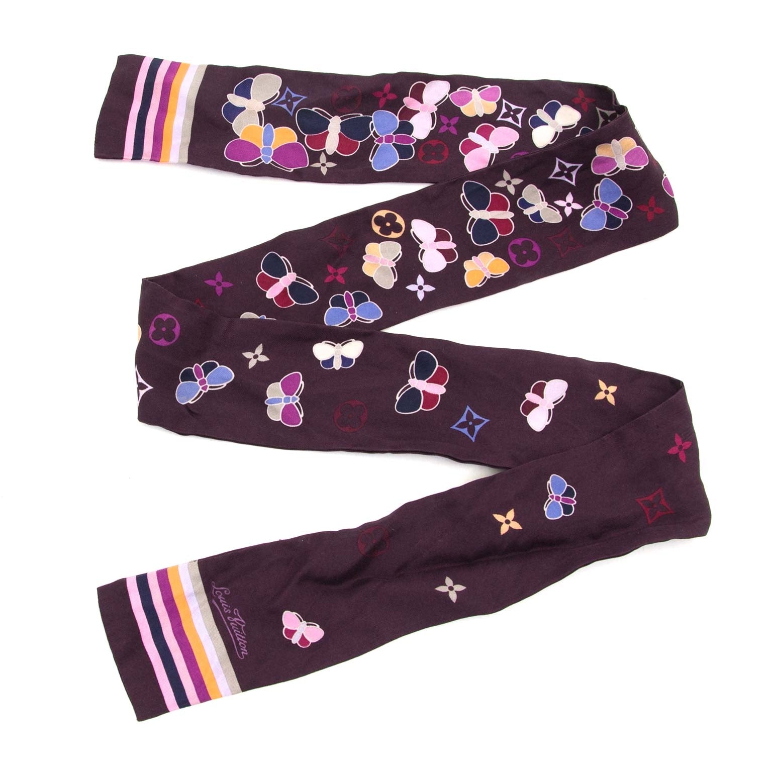 louis vuitton silk purple twilly now for sale at labellov vintage fashion webshop belgium