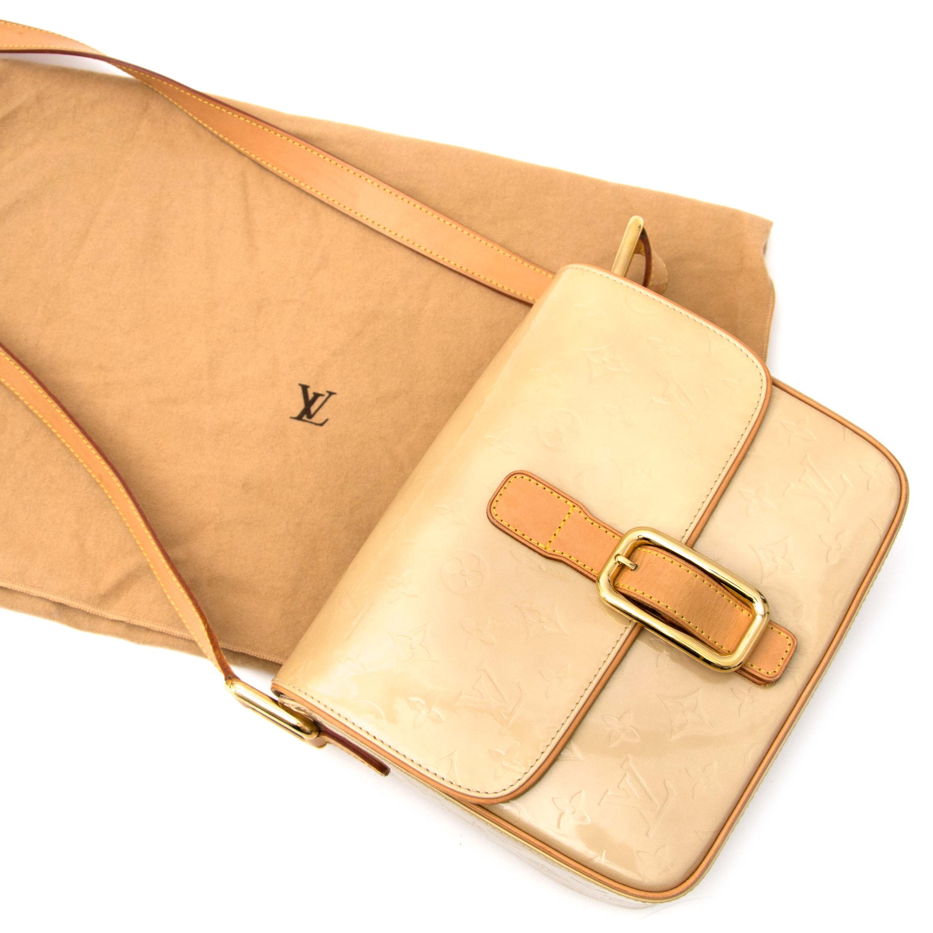 Are you looking for an authentic Louis Vuitton Christie Beige Vernis Cross-Body Bag?