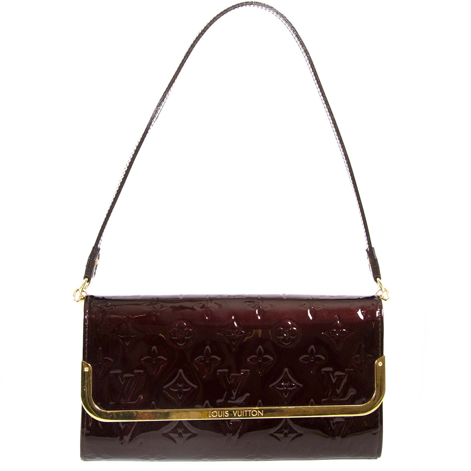 Koop authentieke tweedehands Louis Vuitton Rossmore Amarante Monogram Vernis bij labellov vintage webshop