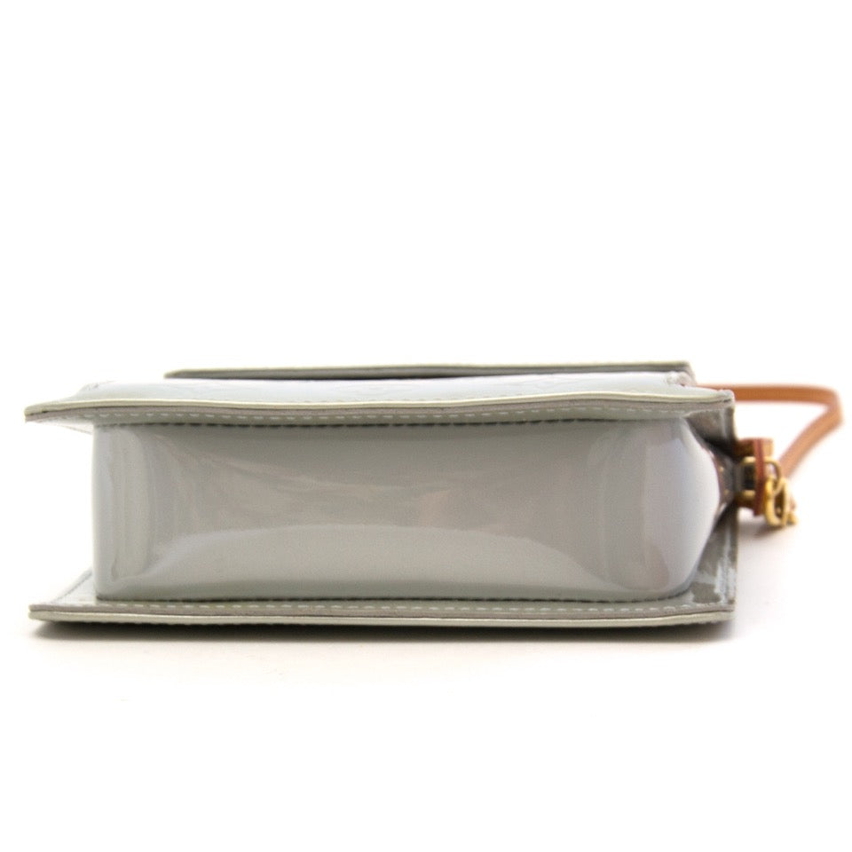 shop safe online secondhand designer Louis Vuitton Mott Patent Leather Gris Monogram Handbag