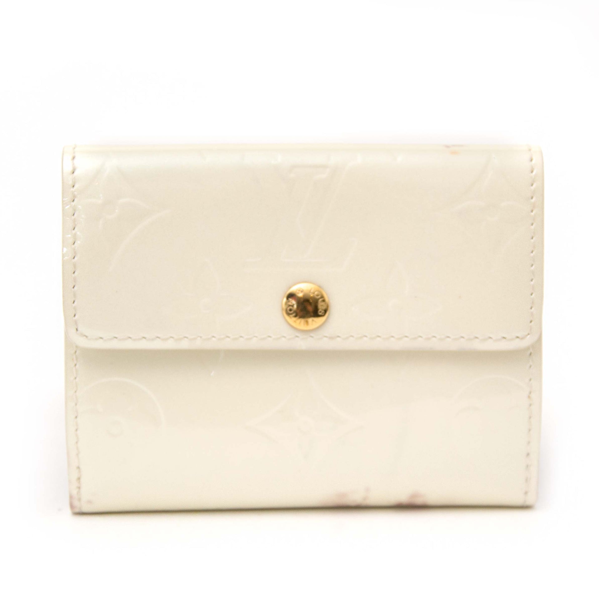 Buy now online your secondhand Louis Vuitton White Monogram Vernis Elise Wallet on labellov.com