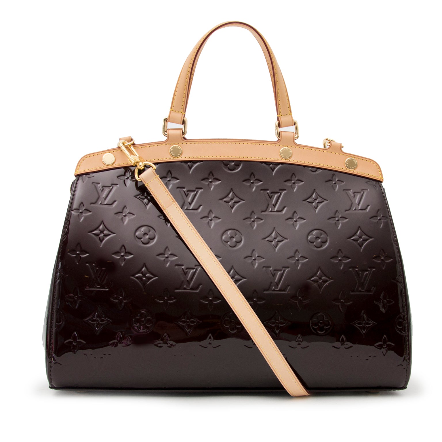 Shop luxury items in Antwerp like Louis Vuitton Amarante Patent Brea MM Bag