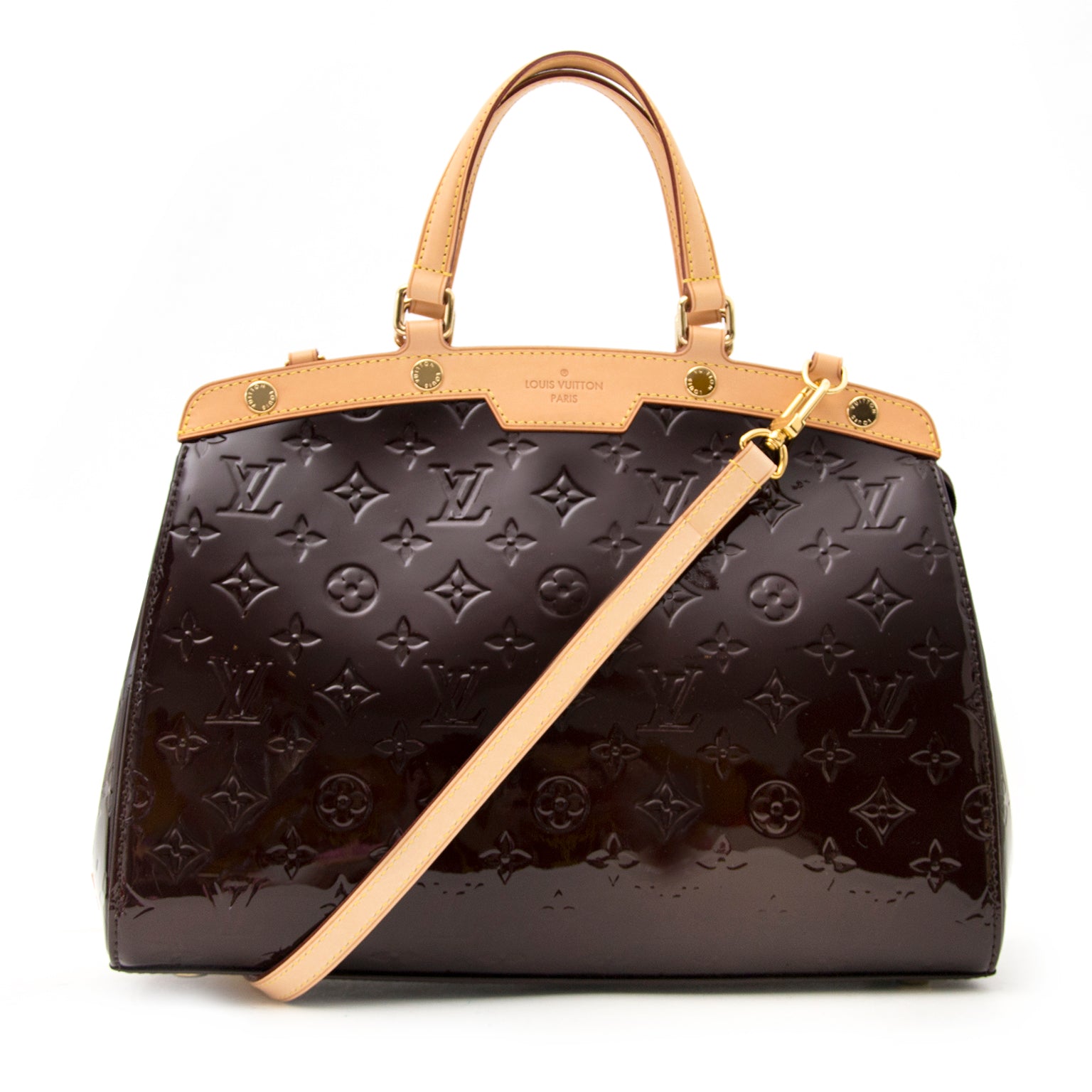 Louis Vuitton Amarante Patent Brea MM Bag for sale at Labellov.com