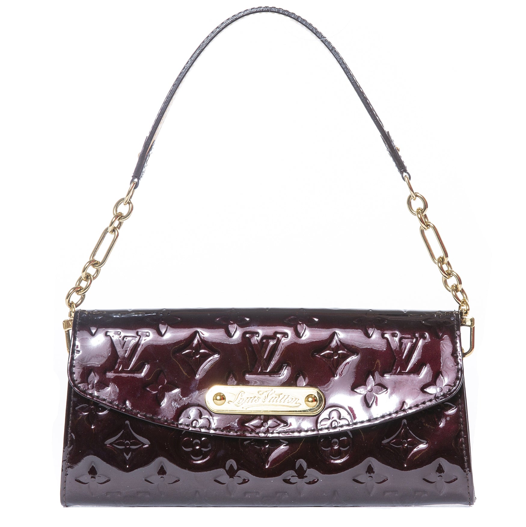 Louis Vuitton Sunset Boulevard Amarante Monogram Vernis Evening Bag for sale