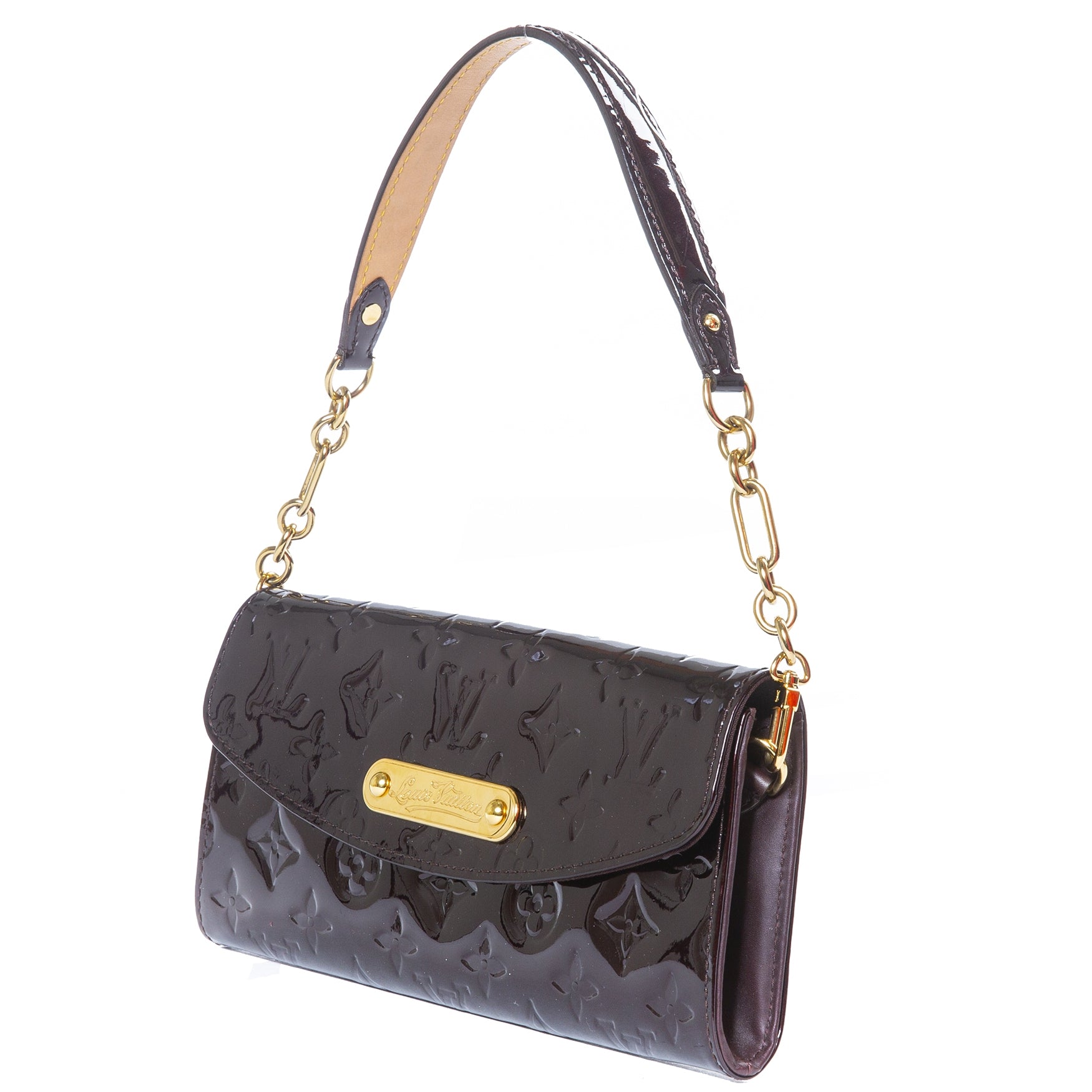 Koop en verkoop Louis Vuitton Sunset Boulevard Amarante Monogram Vernis Evening Bag