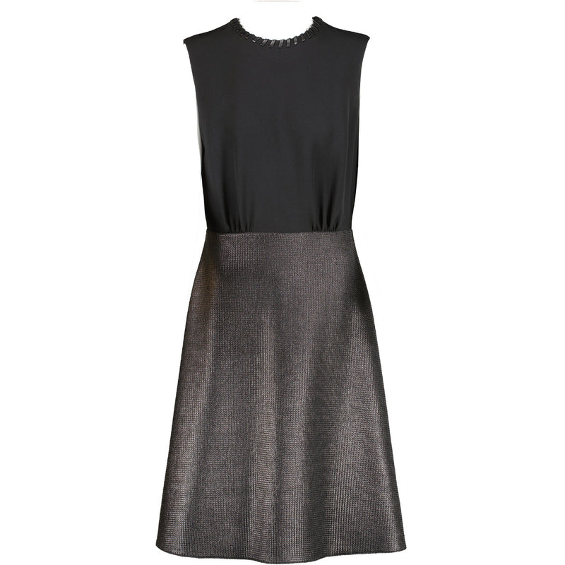 Louis Vuitton 2016 Black Whipstitch Collar Woven Dress - Size 40