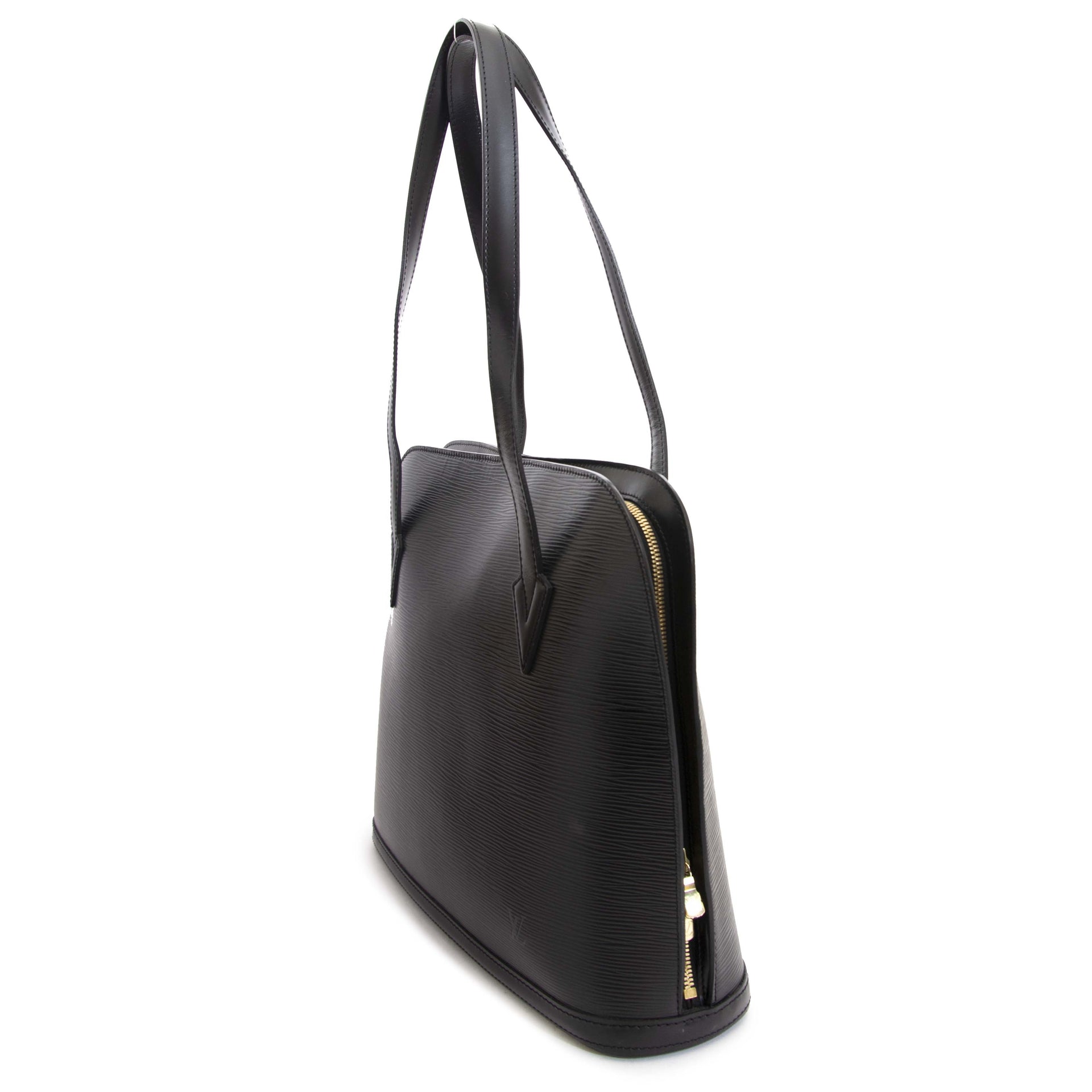 Louis Vuitton Black Epi Leather Lussac Shoulder Bag now for sale at labellov vintage fashion webshop belgium