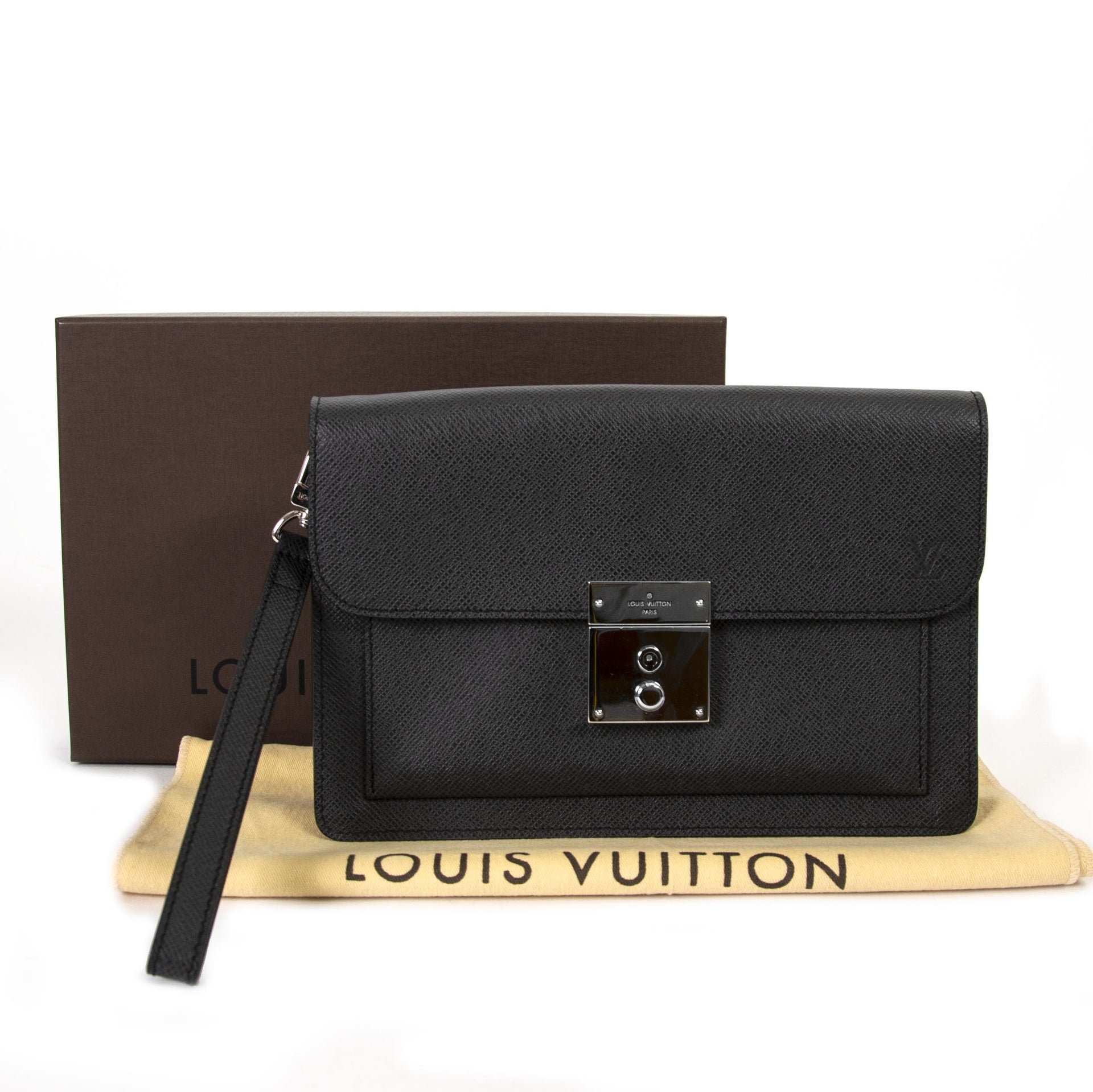 Louis Vuitton Black Neo Belaia Taiga Ardios Clutch