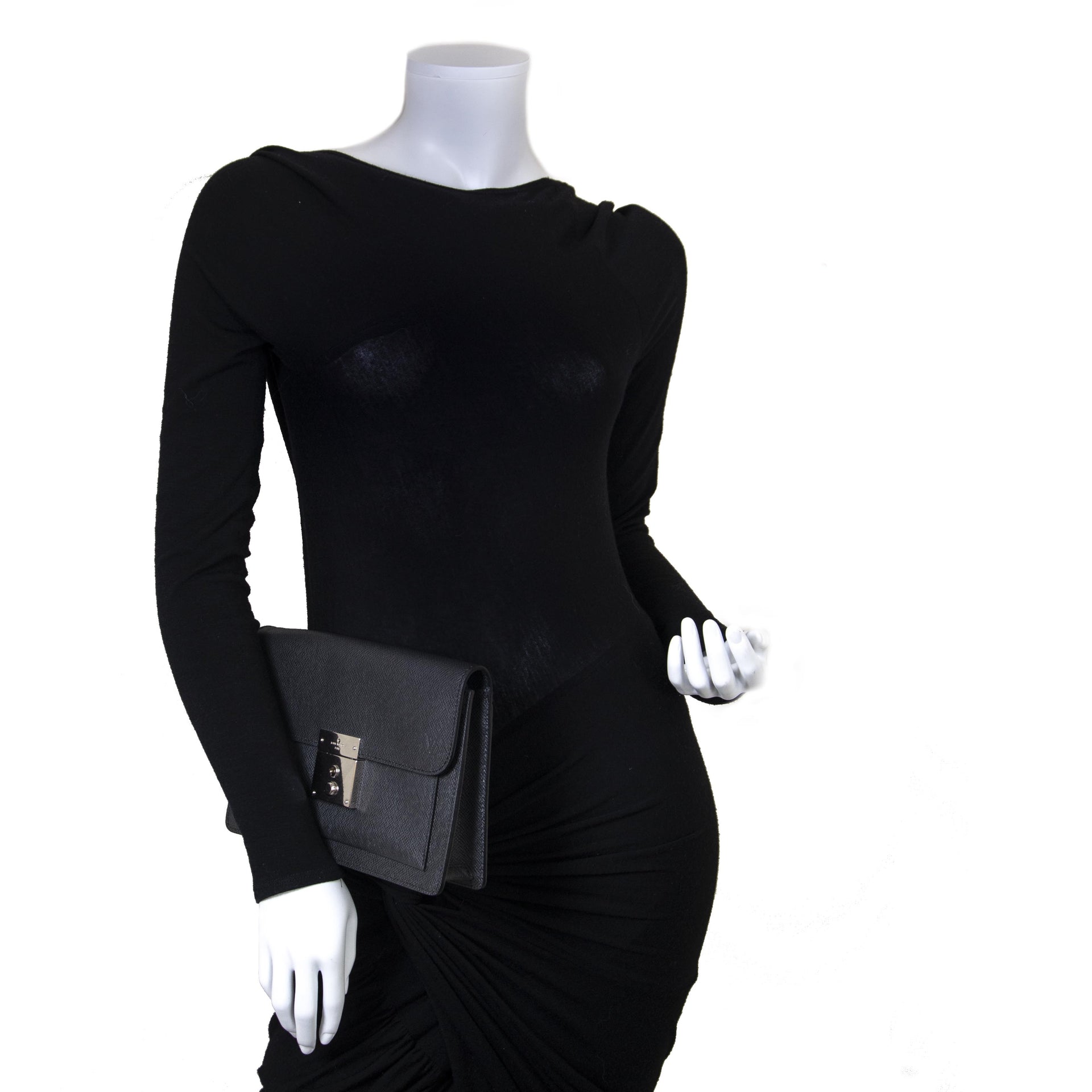 Louis Vuitton Black Neo Belaia Taiga Ardios Clutch