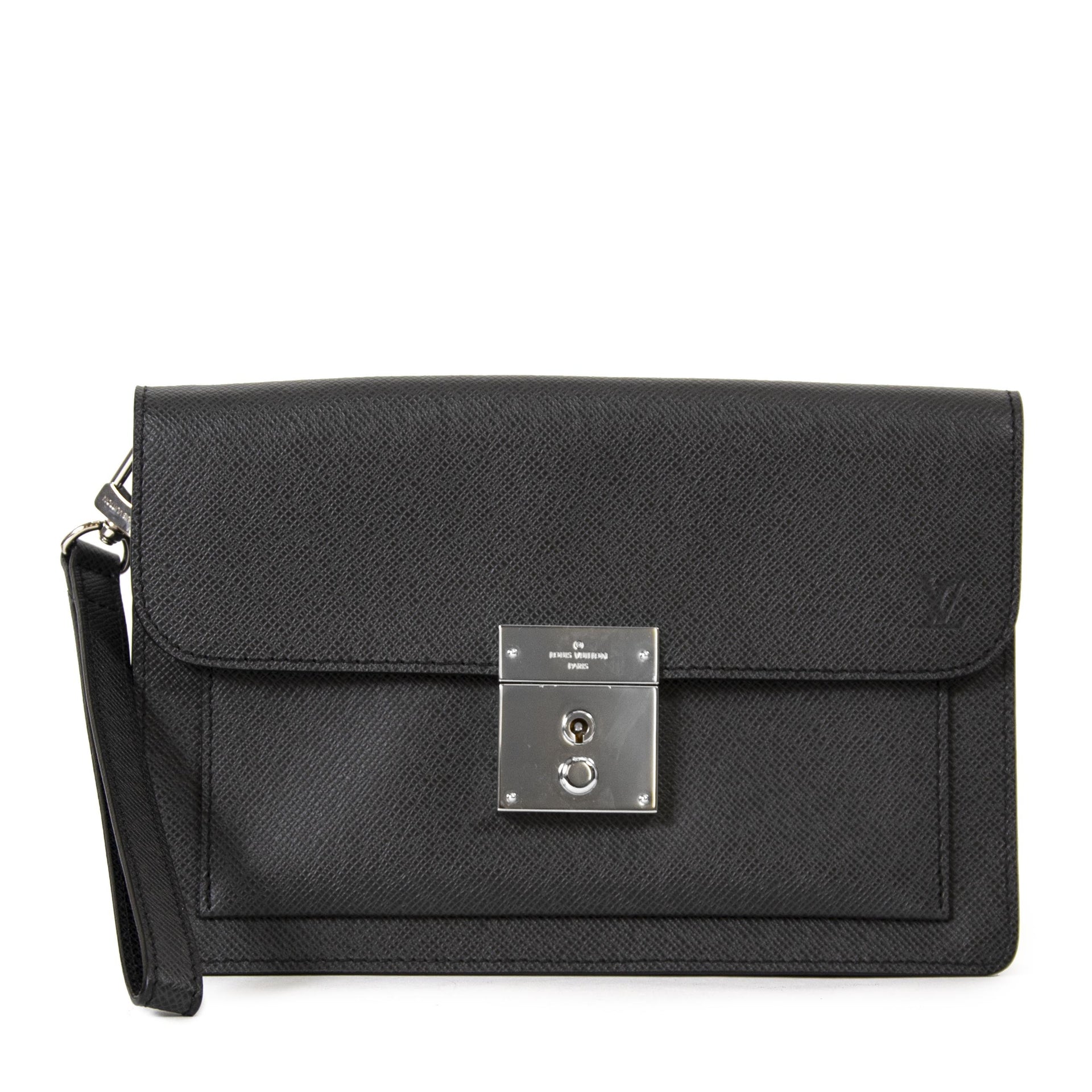 Louis Vuitton Black Neo Belaia Taiga Ardios Clutch