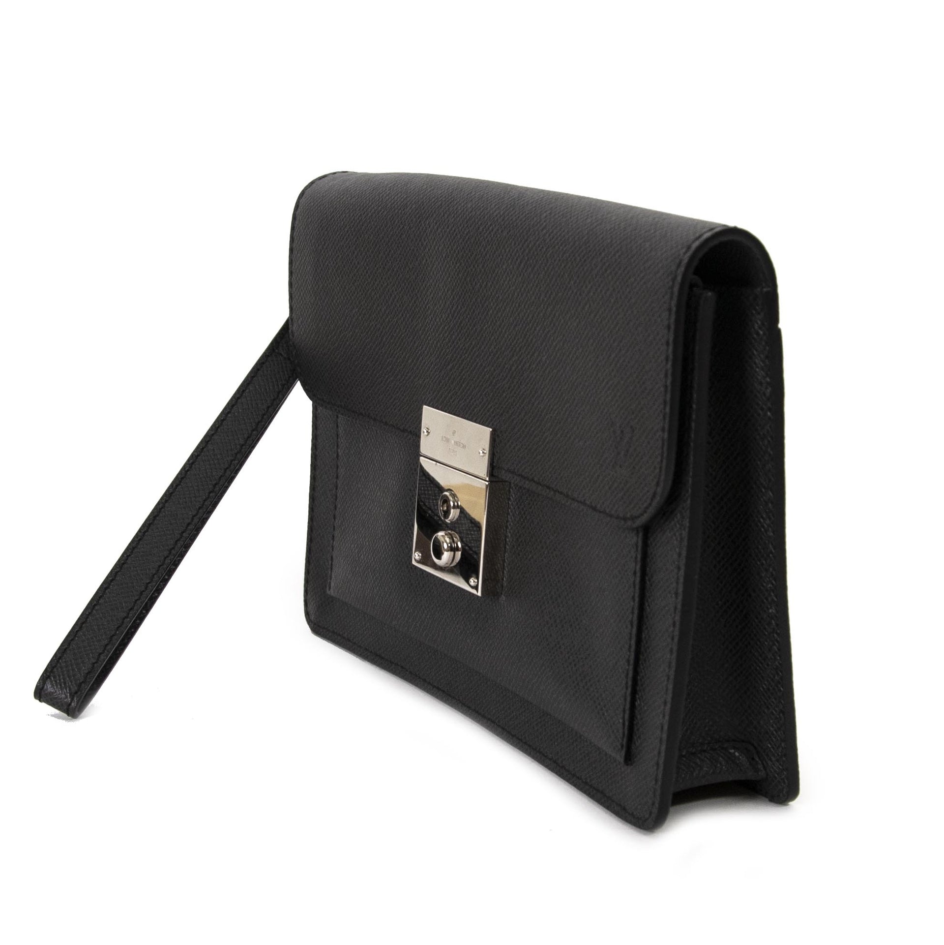 Louis Vuitton Black Neo Belaia Taiga Ardios Clutch