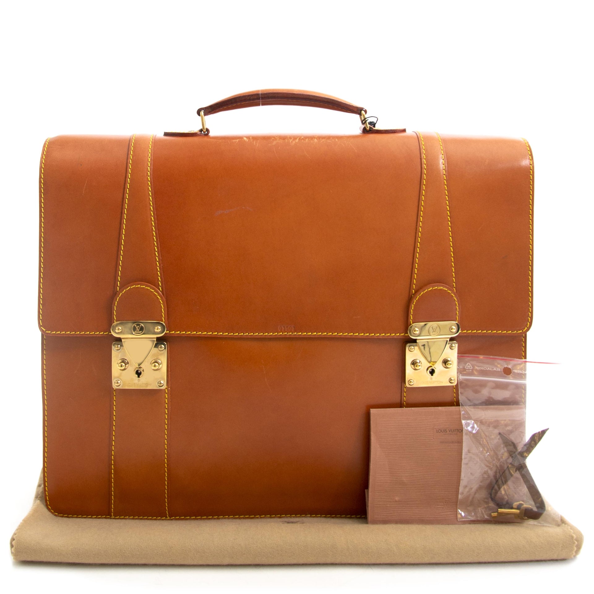 Louis Vuitton Vachetta Serviette aktetas nu te koop bij labellov vintage mode webshop belgië