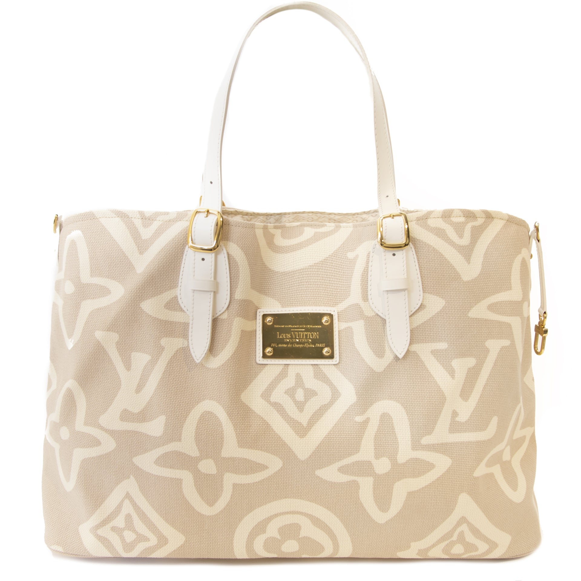 Louis Vuitton Tahitienne Beige Canvas Tote Bag. Buy authentic Louis Vuitton Limited Collection Tahitienne bag. Secure payment. Koop authentieke Louis Vuitton beachbag bij Labellov. Acheter authentique sac à main de Louis Vuitton. Paiement Securisé