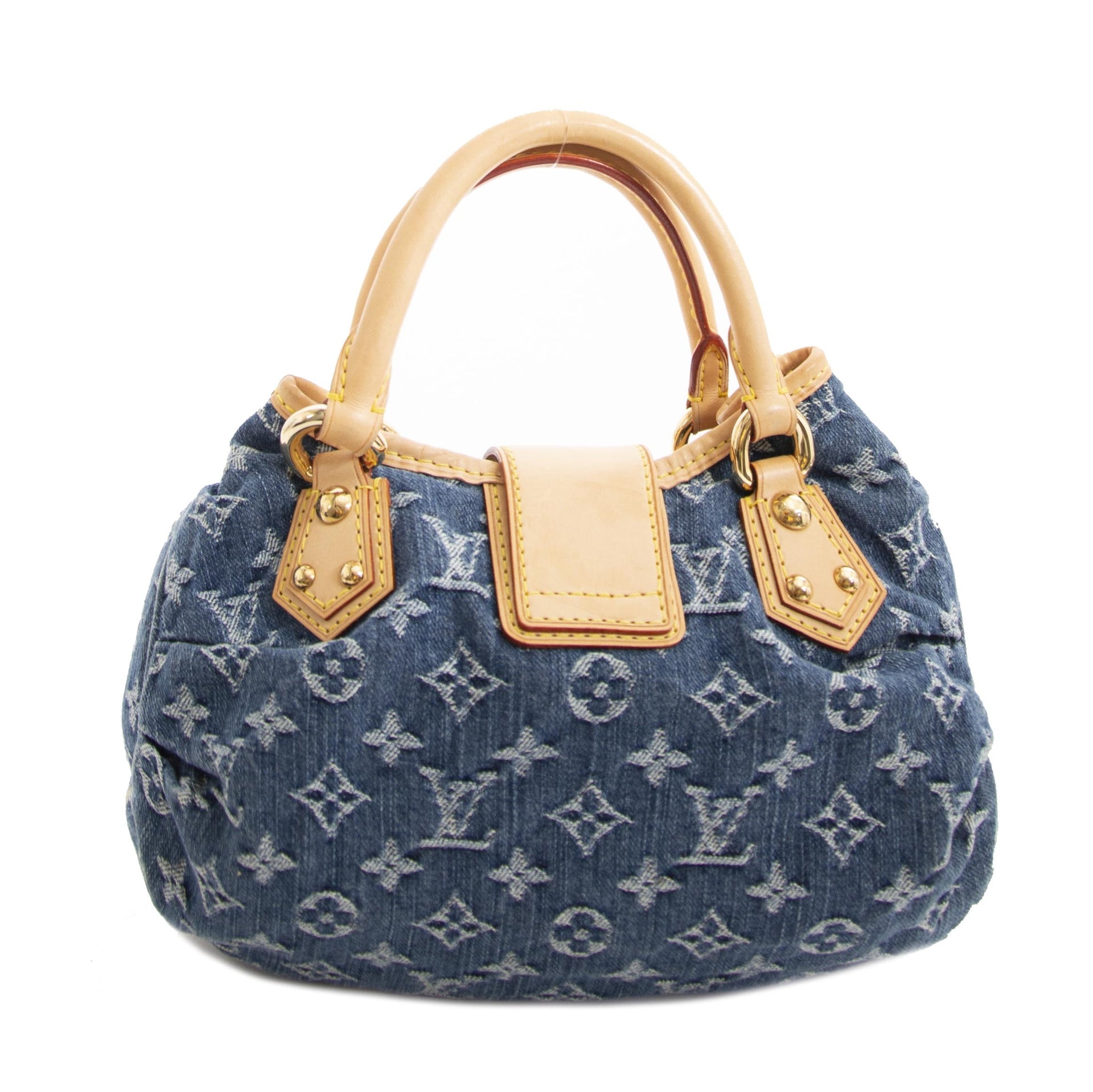 Louis Vuitton Pleaty PM Blue Monogram Denim Handbag now for sale at labellov vintage fashion webshop belgium