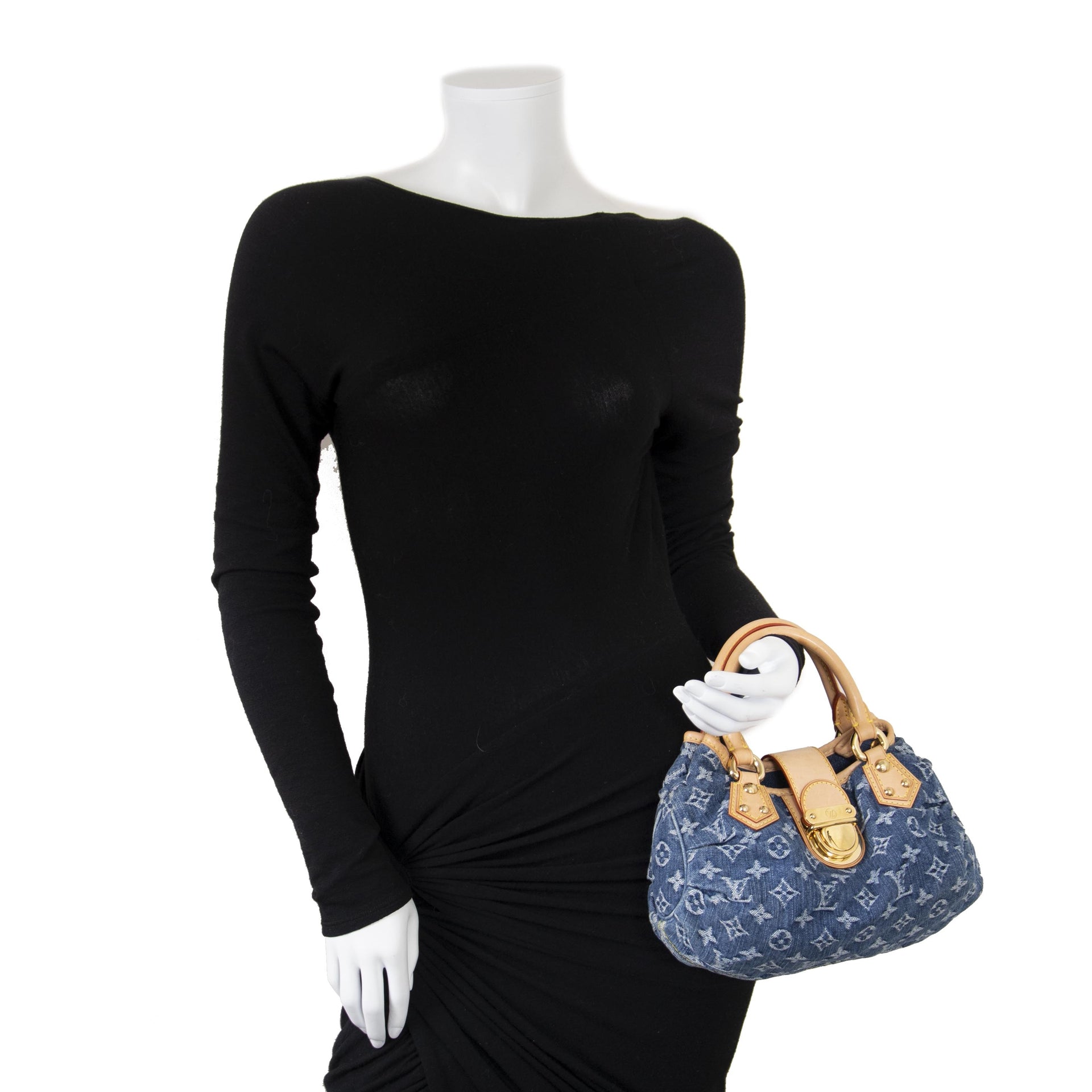 Louis Vuitton Pleaty PM Blue Monogram Denim Handbag now for sale at labellov vintage fashion webshop belgium