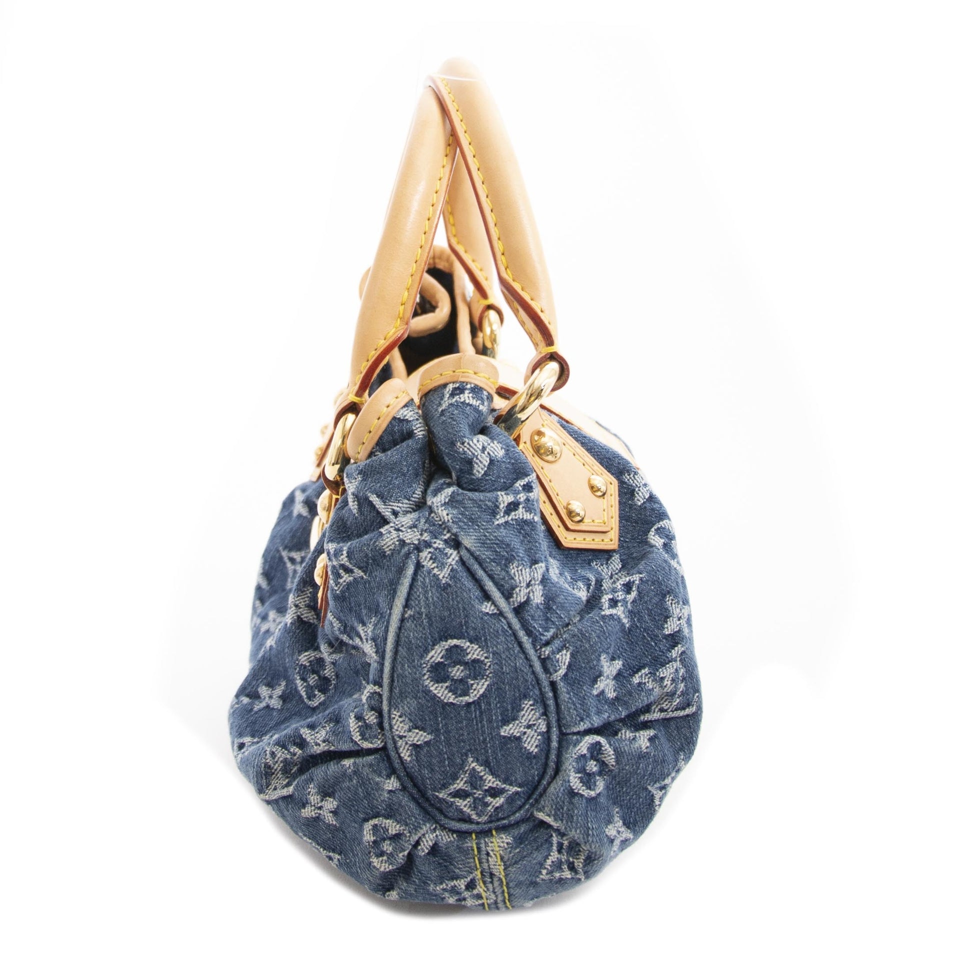 Louis Vuitton Pleaty PM Blue Monogram Denim Handbag now for sale at labellov vintage fashion webshop belgium