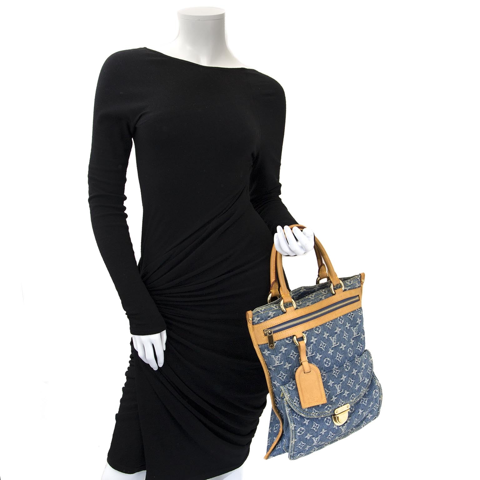 Louis Vuitton Flat Monogram Denim Shopper Tote for sale at Labellov secondhand