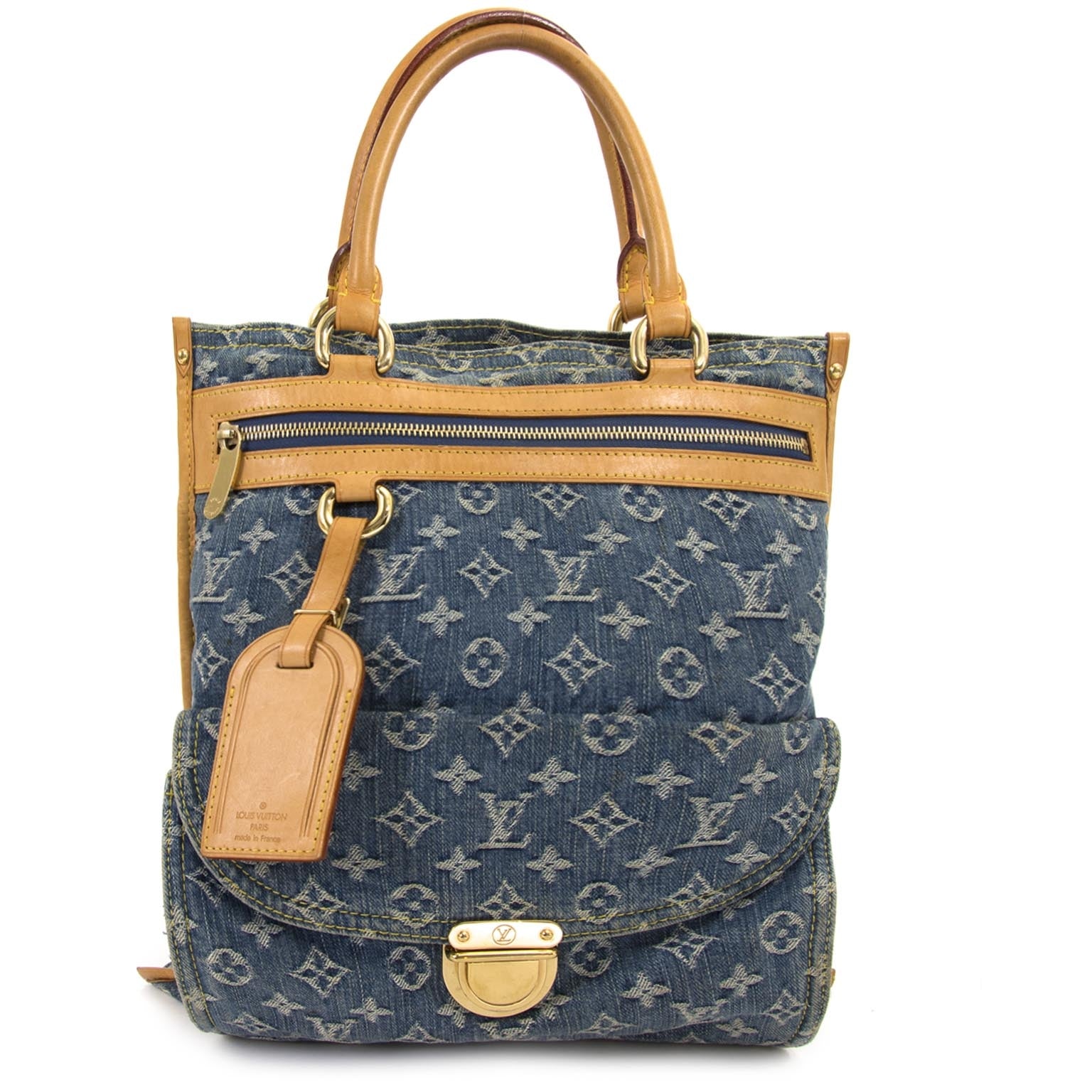 Louis Vuitton Flat Monogram Denim Shopper Tote for sale 100% authenticity guaranteed