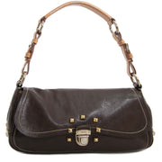Prada Brown Leather Studded Shoulder Bag now for sale at labellov vintage fashion webshop belgium