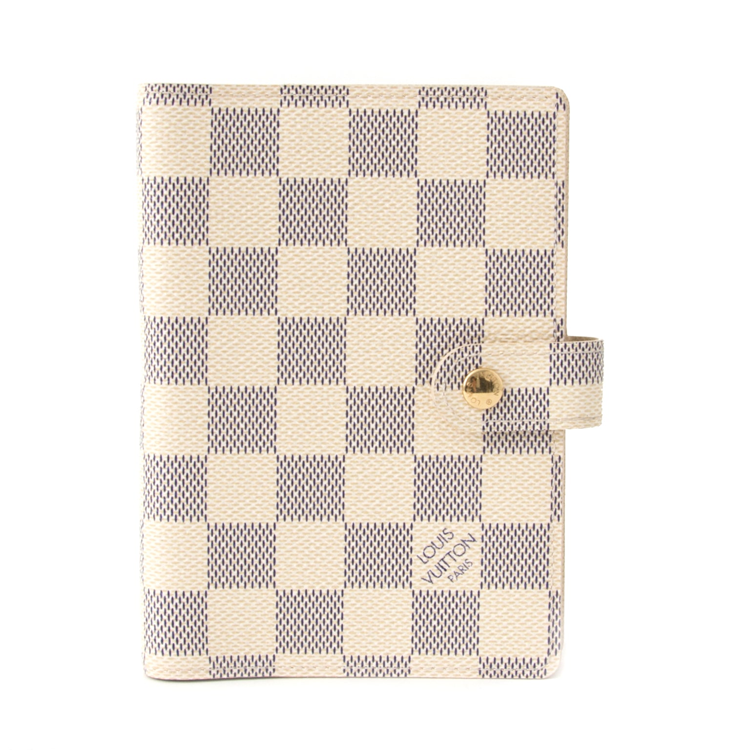 buy safe online secondhand Louis Vuitton Small Ring Agenda Cover Damier Azur like new online webshop labellov.com