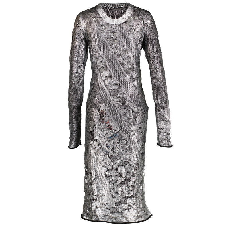 Louis Vuitton 2016 Metallic Lamé Distressed Dress - Size M