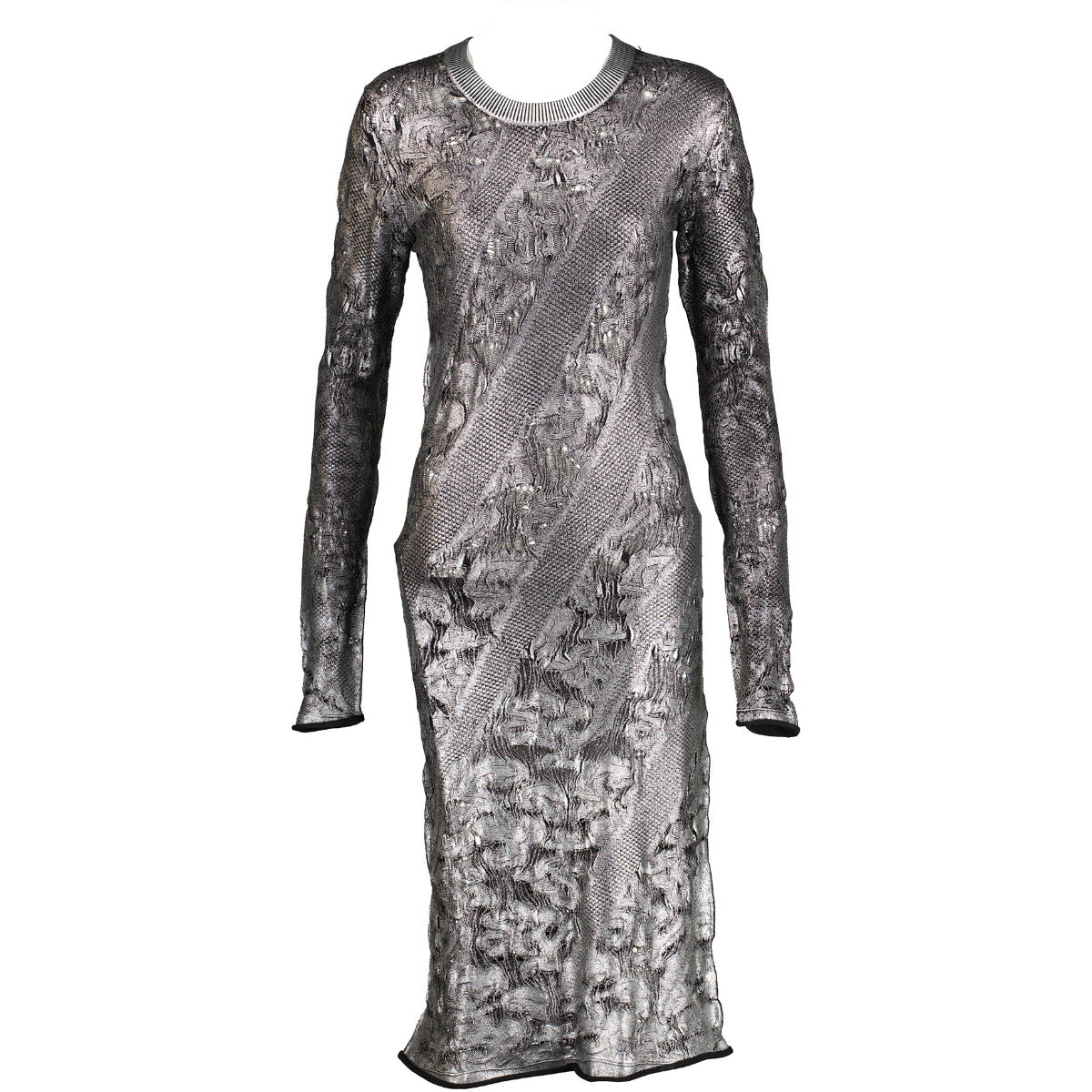 Louis Vuitton 2016 Metallic Lamé Distressed Dress - Size M