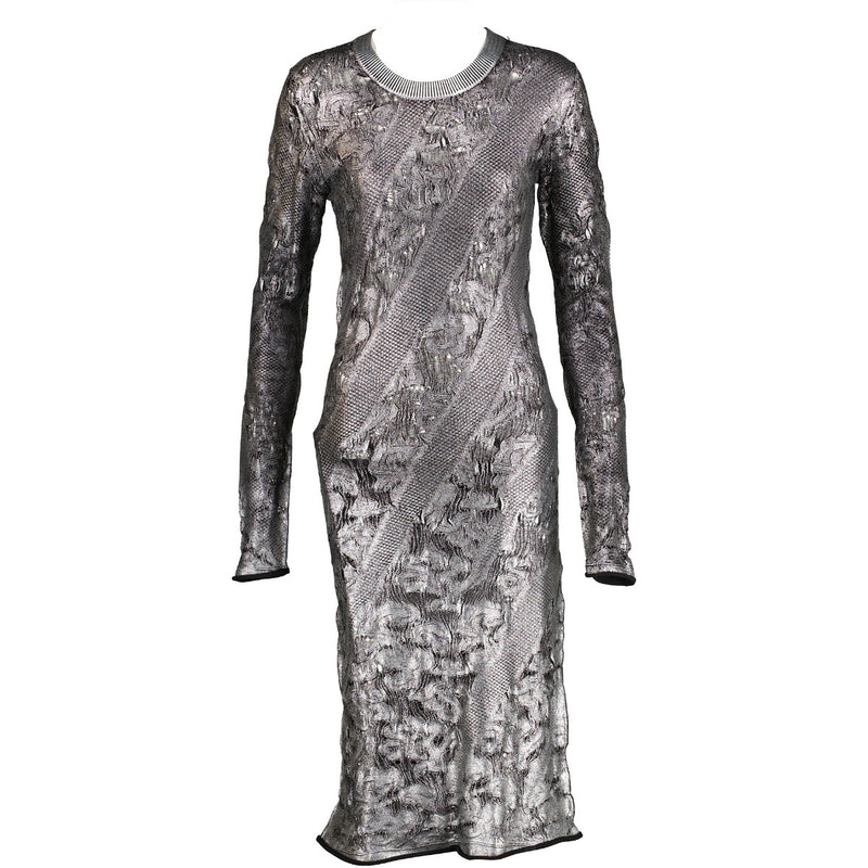 Louis Vuitton 2016 Metallic Lamé Distressed Dress - Size M