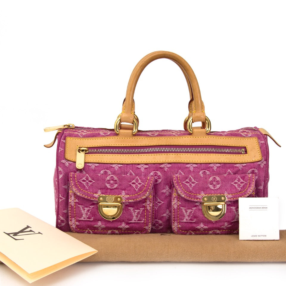 comme neuf sac a main monogram Louis Vuitton Fuchsia Neo Speedy Denim site en ligne labellov.Com