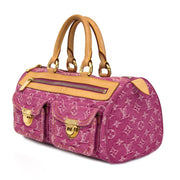real real designer luxury Louis Vuitton Fuchsia Neo Speedy Denim worldwide shipping