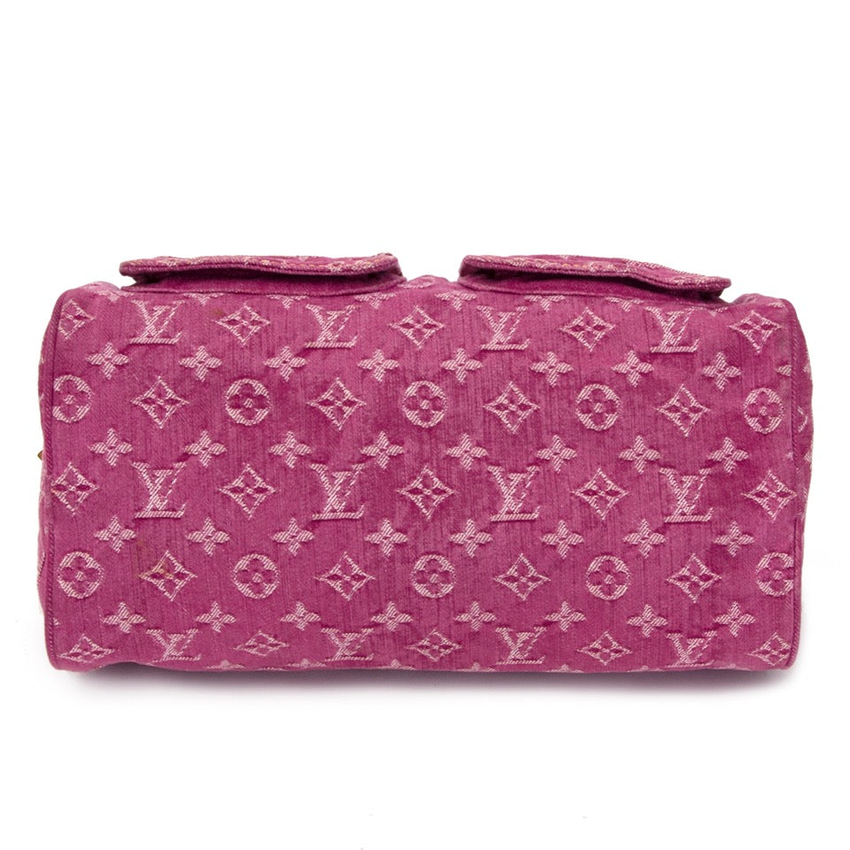 shop your designer luxury Louis Vuitton Fuchsia Neo Speedy Denim at the best pirice